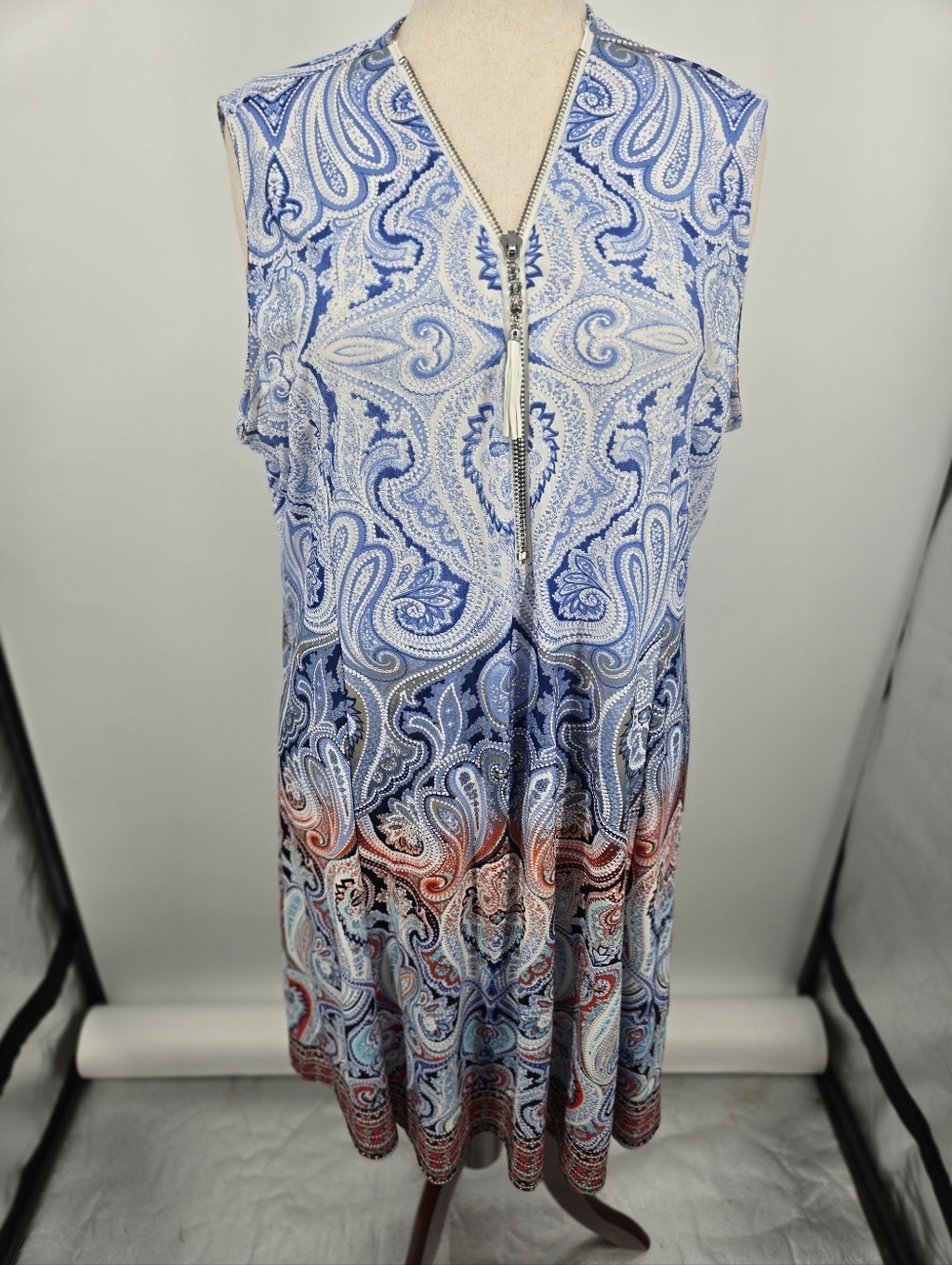 Shoreline Blue and Orange Paisley Coverup Dress 4X (7735)